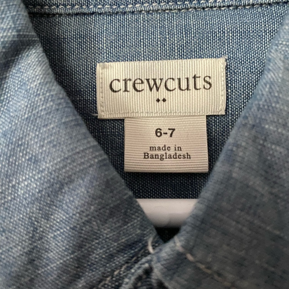 Crewcuts Blue Button Down Shirt Size 6-7 Classic Chambray Soft Wedding Attire - Picture 4 of 6